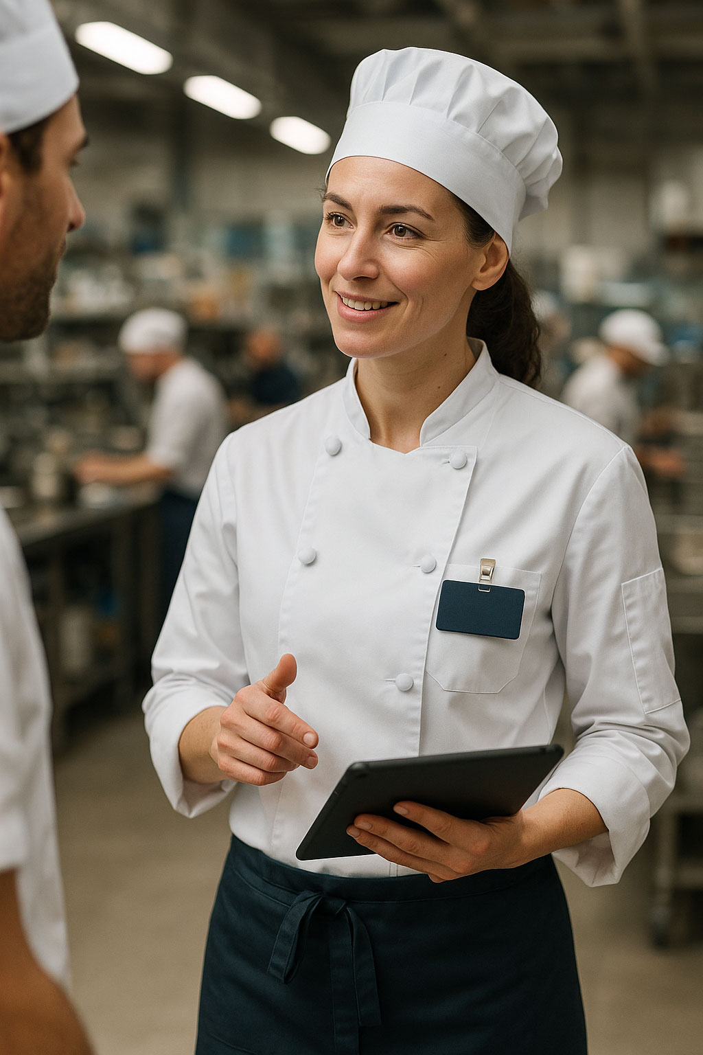 Cheffe d'équipe donnant des instructions à son équipe